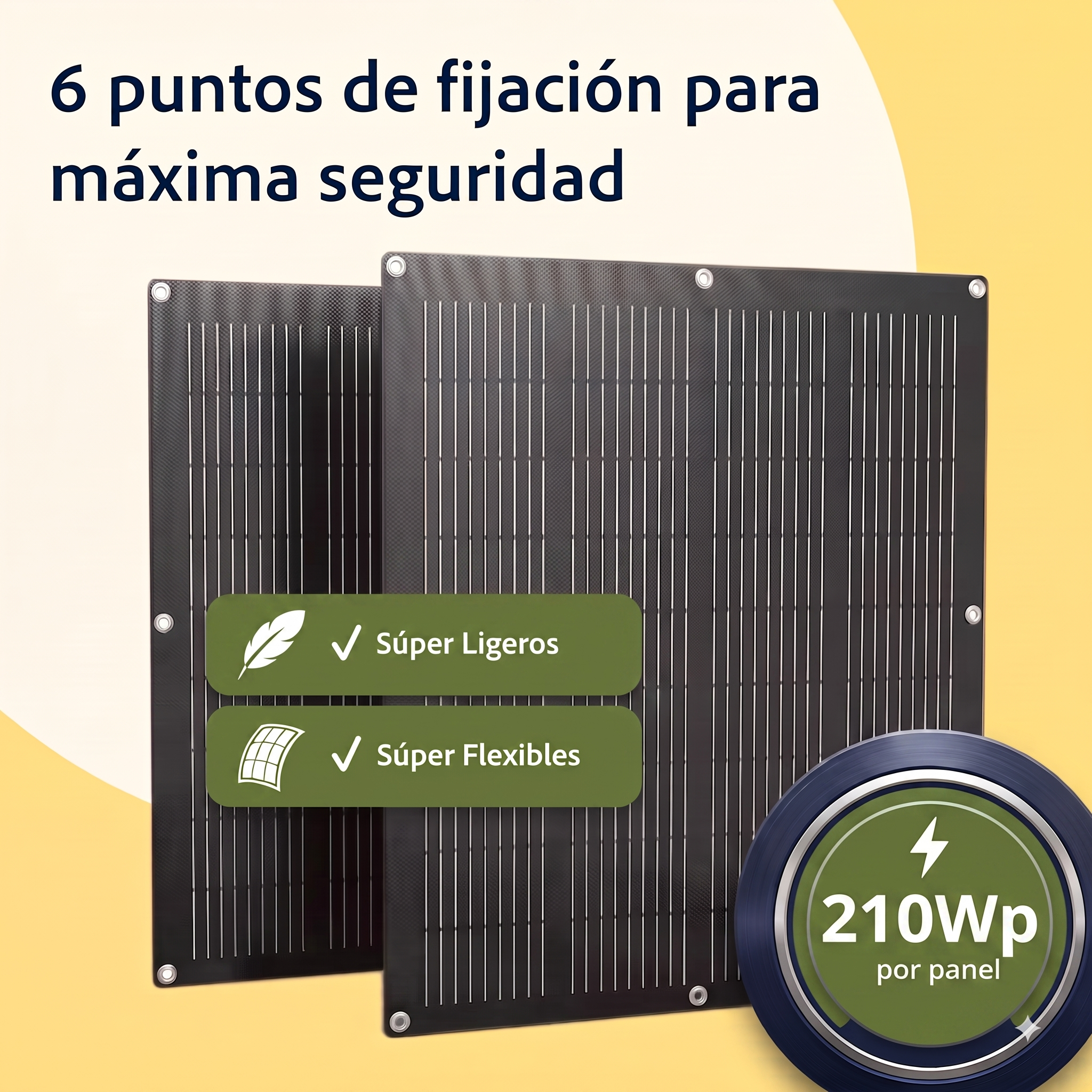 Puntos de fijación del panel solar flexible Econovo