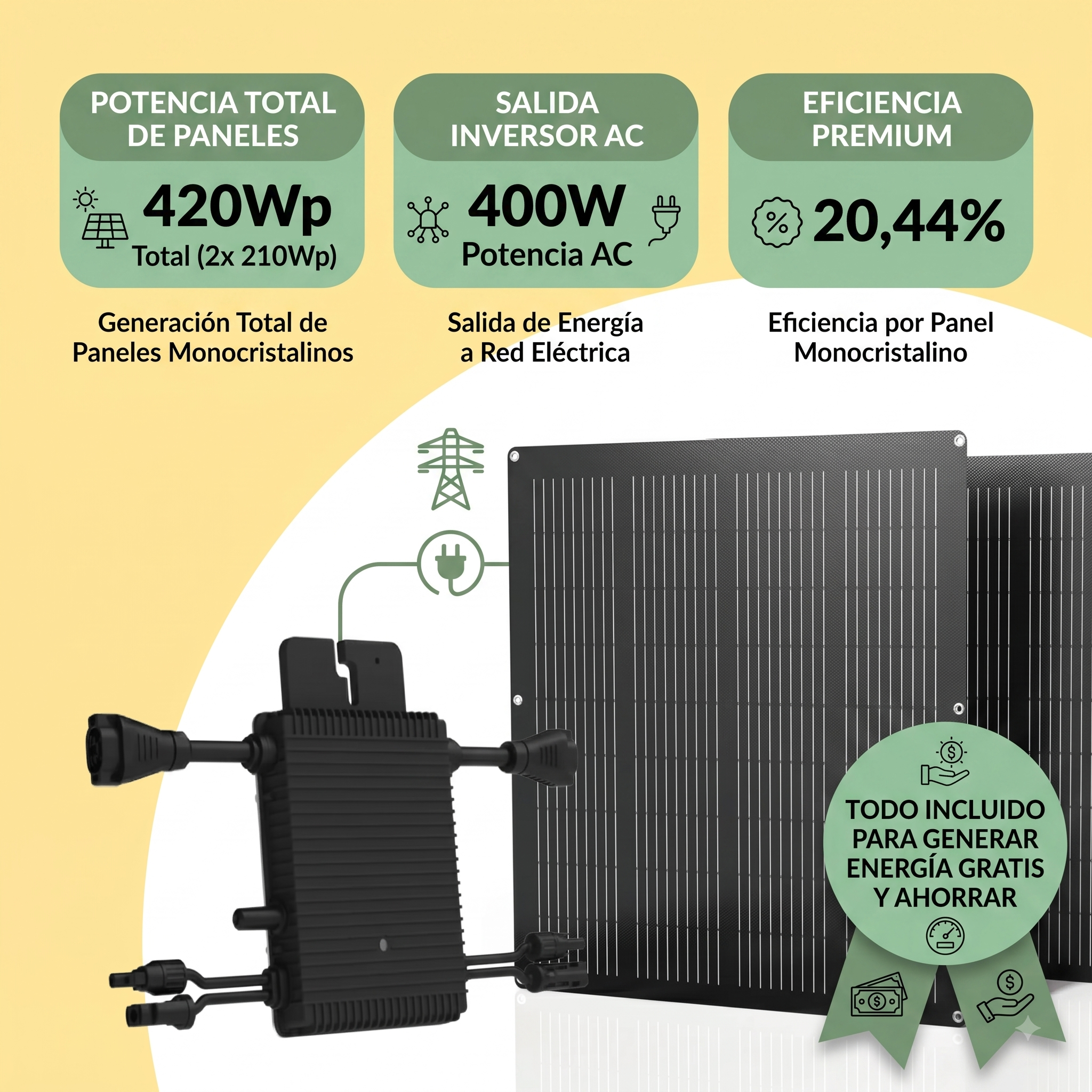 Contenido del Kit Solar para Balcón 400W